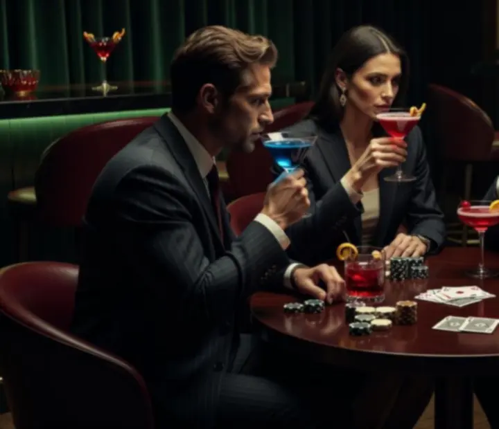 Elegantní koktejlový večer s autorskými drinky u baru a karetními stoly