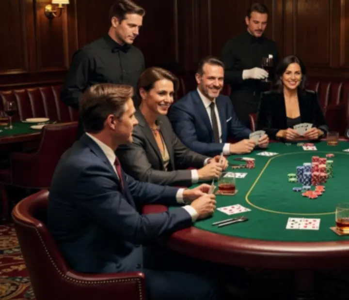 Pokerový večer u stolu s kartami a žetony